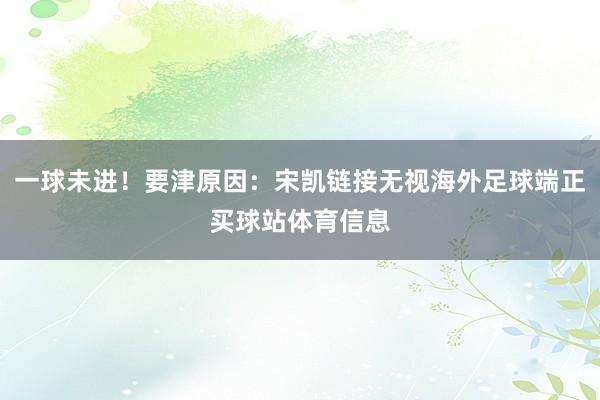 一球未进！要津原因：宋凯链接无视海外足球端正买球站体育信息