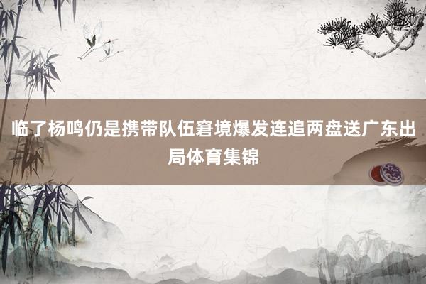 临了杨鸣仍是携带队伍窘境爆发连追两盘送广东出局体育集锦