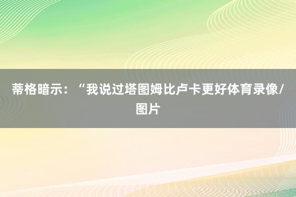蒂格暗示：“我说过塔图姆比卢卡更好体育录像/图片