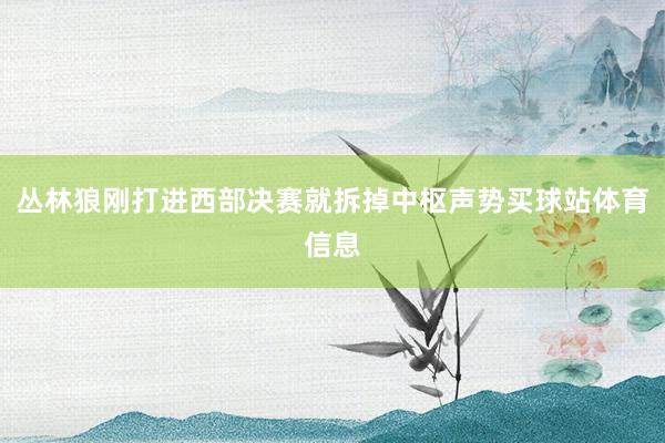 丛林狼刚打进西部决赛就拆掉中枢声势买球站体育信息