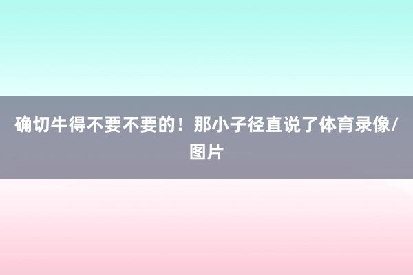 确切牛得不要不要的！那小子径直说了体育录像/图片