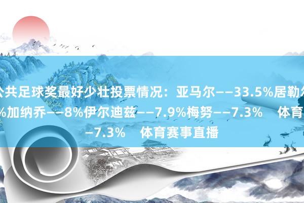 公共足球奖最好少壮投票情况：亚马尔——33.5%居勒尔——31.5%加纳乔——8%伊尔迪兹——7.9%梅努——7.3%    体育赛事直播