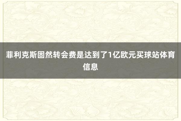 菲利克斯固然转会费是达到了1亿欧元买球站体育信息