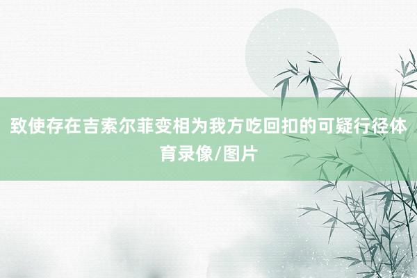 致使存在吉索尔菲变相为我方吃回扣的可疑行径体育录像/图片
