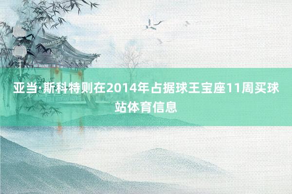 亚当·斯科特则在2014年占据球王宝座11周买球站体育信息