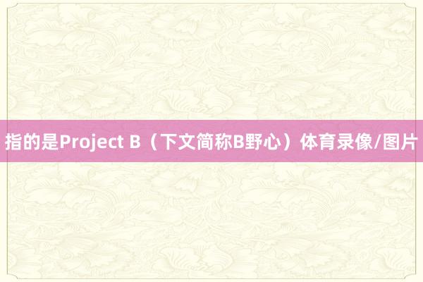 指的是Project B（下文简称B野心）体育录像/图片